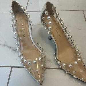 Betsey Johnson Cream and White Heels with Studded Design